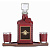 Графин в красном футляре из кожи для сотрудника МВД - миниатюра