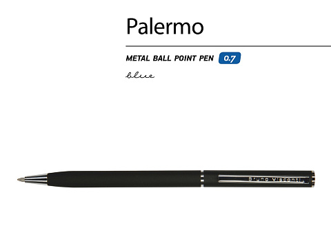 Ручка шариковая автоматическая BrunoVisconti® PALERMO цвет корпуса черный, soft-touch, 0.7 мм - рис 2.