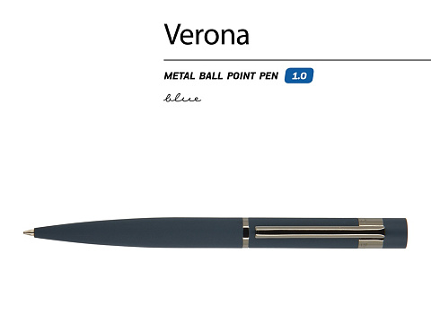 Ручка шариковая автоматическая BrunoVisconti VERONA цвет корпуса синий, soft-touch, 1 мм, синяя - рис 2.