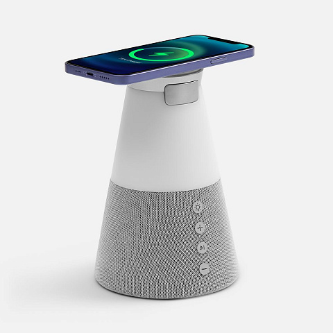 Bluetooth-колонка с беспроводной зарядкой и подсветкой Cone Sonance, серая - рис 3.
