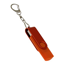 USB-флешка на 16 Гб 2 в 1 поворотный механизм, c дополнительным разъемом Type-C с одноцветным металлическим клипом, оранжевый