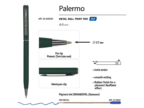 Ручка шариковая автоматическая BrunoVisconti® PALERMO цвет корпуса зеленый, soft-touch, 0.7 мм - рис 3.