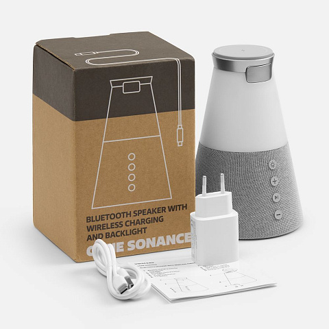 Bluetooth-колонка с беспроводной зарядкой и подсветкой Cone Sonance, серая - рис 9.