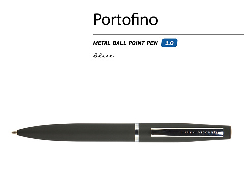 Ручка металлическая шариковая Portofino, софт-тач, 1.0 мм, черный - рис 2.
