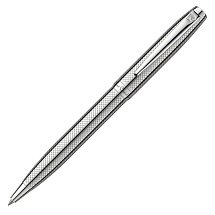 Ручка шариковая Pierre Cardin коллекция ЛЕВ 750 | LEO 750. Корпус - латунь. Отделка и детали дизайна - сталь, хром, гравировка по всему корпусу ручки. Цвет - серебристый. Упаковка Е-2.