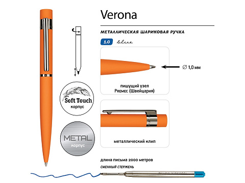 Ручка шариковая автоматическая BrunoVisconti VERONA цвет корпуса оранжевый, soft-touch, 1 мм, синяя - рис 3.