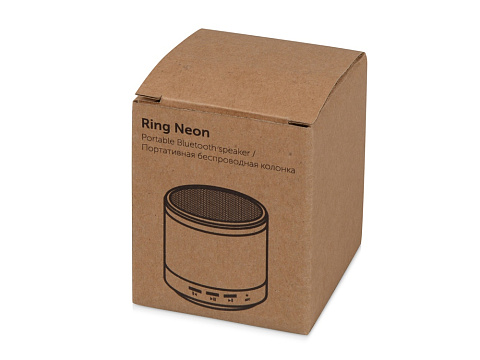 Портативная колонка Ring neon с белой подсветкой корпуса, серебристый - рис 5.
