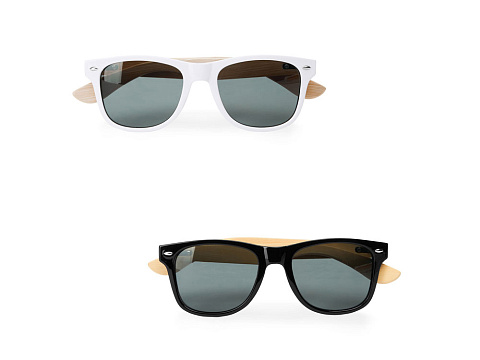 Солнцезащитные очки Эдем с дужками из натурального бамбука, натуральный/белый - рис 2.