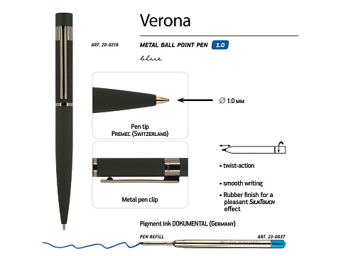 Ручка шариковая автоматическая BrunoVisconti VERONA цвет корпуса черный, soft-touch, 1 мм, синяя - рис 3.