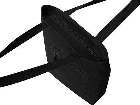 Сумка на молнии Zipper Neo из хлопка 280 г c карманом на молнии спереди, черный - рис 4.