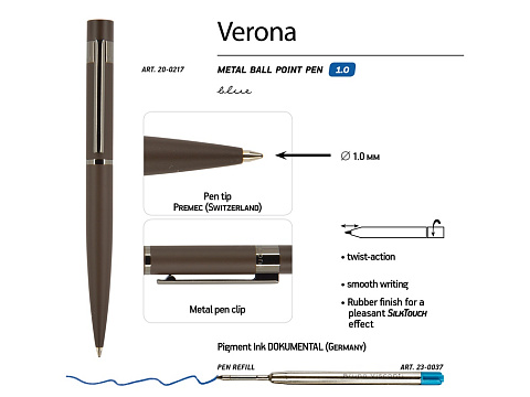 Ручка шариковая автоматическая BrunoVisconti VERONA цвет корпуса коричневый, soft-touch, 1 мм, синяя - рис 3.